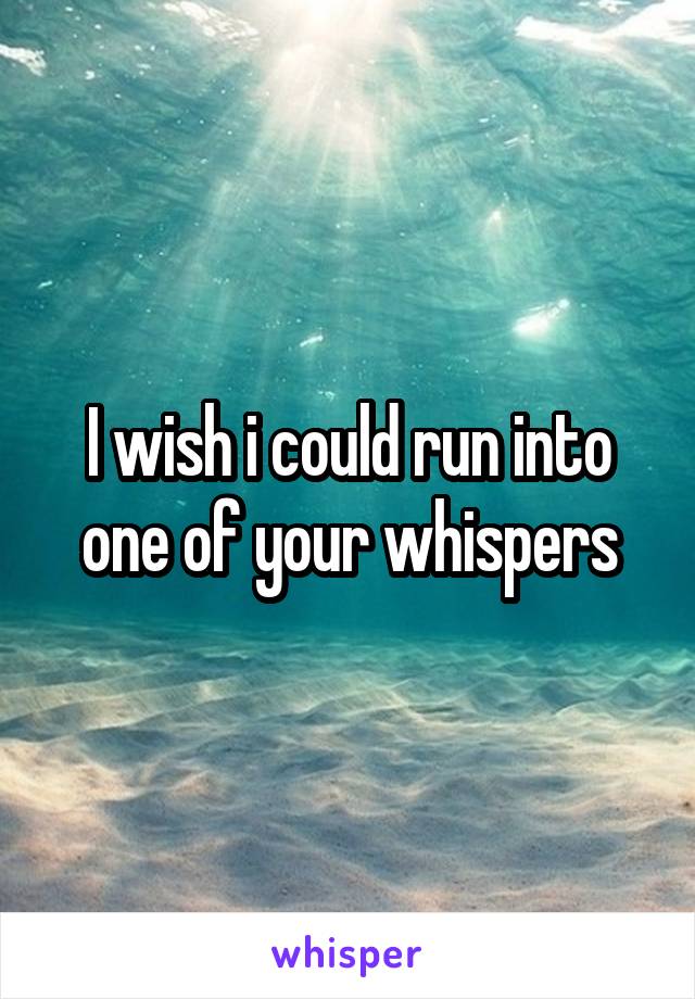 I wish i could run into one of your whispers