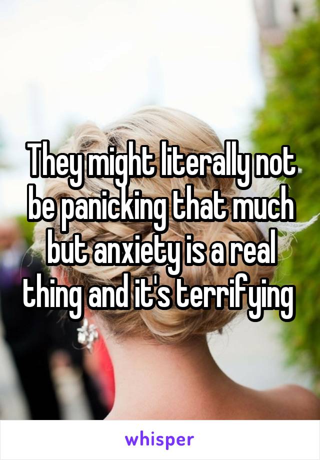 They might literally not be panicking that much but anxiety is a real thing and it's terrifying 
