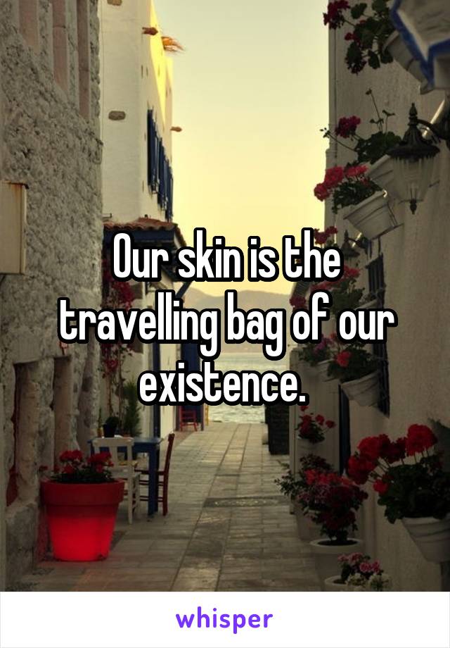 Our skin is the travelling bag of our existence. 