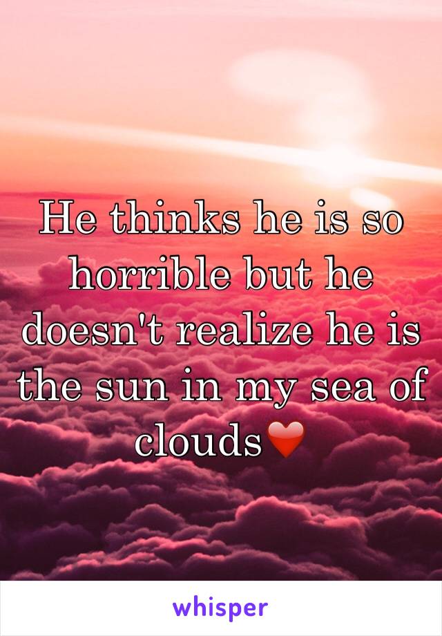 He thinks he is so horrible but he doesn't realize he is the sun in my sea of clouds❤️