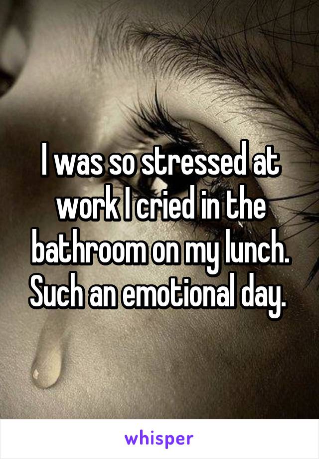 I was so stressed at work I cried in the bathroom on my lunch. Such an emotional day. 