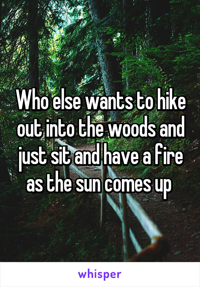 Who else wants to hike out into the woods and just sit and have a fire as the sun comes up 