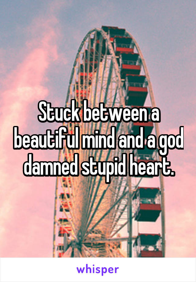 Stuck between a beautiful mind and a god damned stupid heart.
