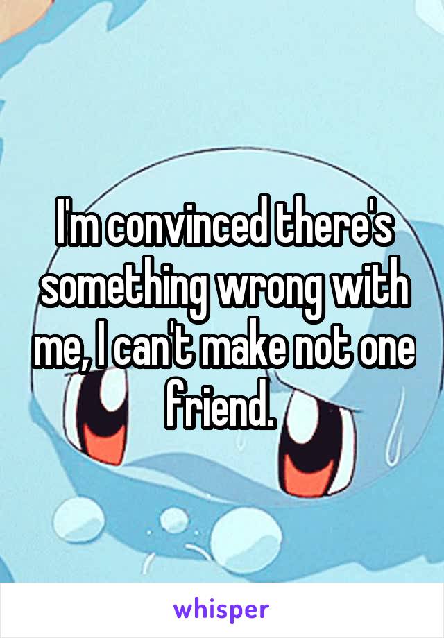 I'm convinced there's something wrong with me, I can't make not one friend. 