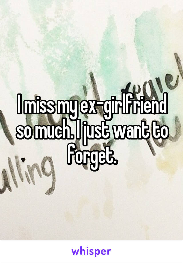 I miss my ex-girlfriend so much. I just want to forget.