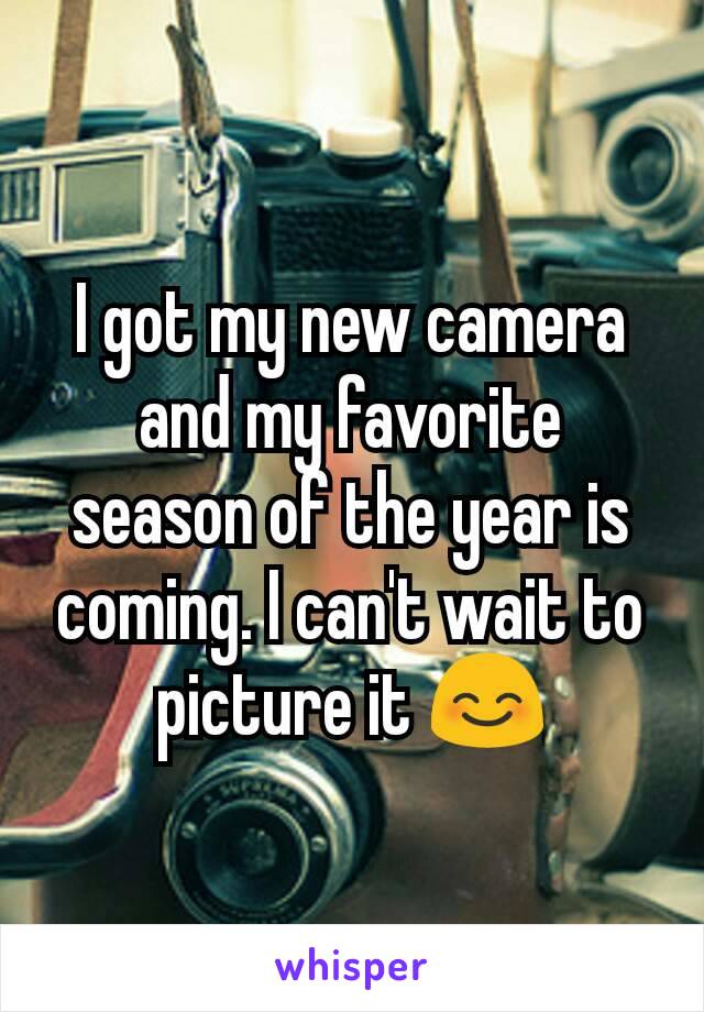 I got my new camera and my favorite season of the year is coming. I can't wait to picture it 😊