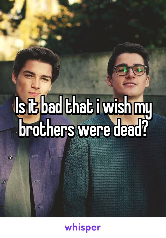 Is it bad that i wish my brothers were dead?