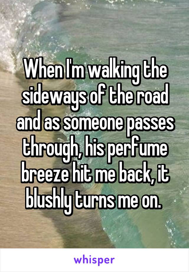 When I'm walking the sideways of the road and as someone passes through, his perfume breeze hit me back, it blushly turns me on. 