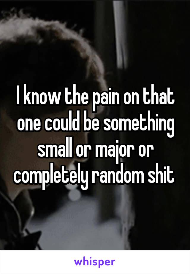 I know the pain on that one could be something small or major or completely random shit 