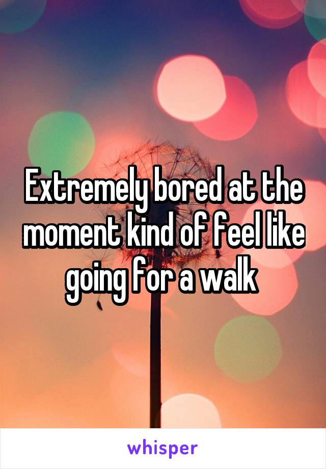 Extremely bored at the moment kind of feel like going for a walk 