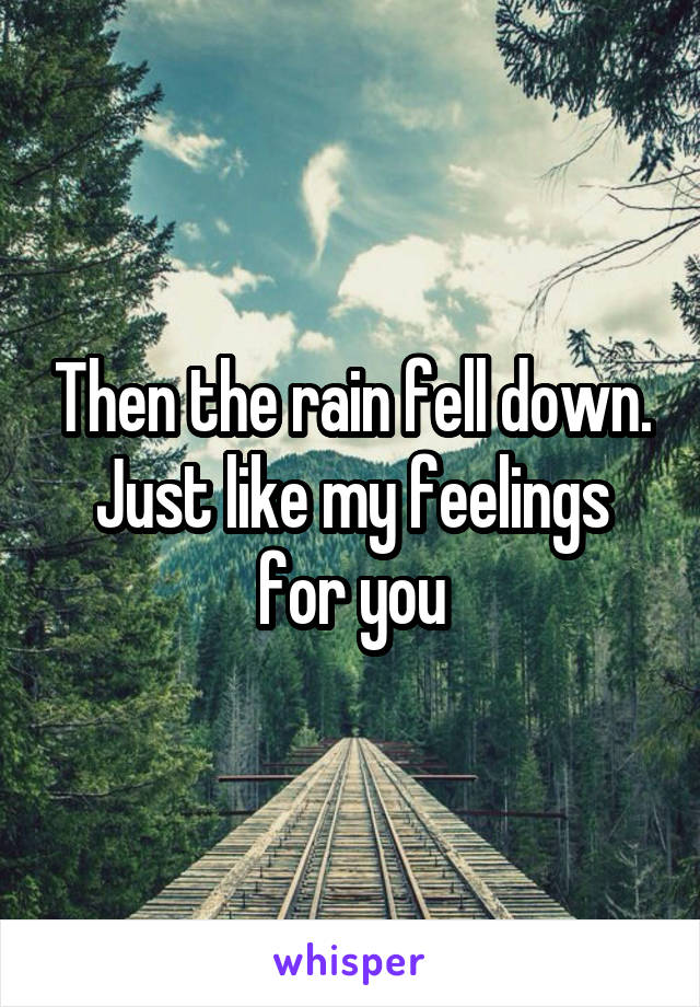 Then the rain fell down. Just like my feelings for you