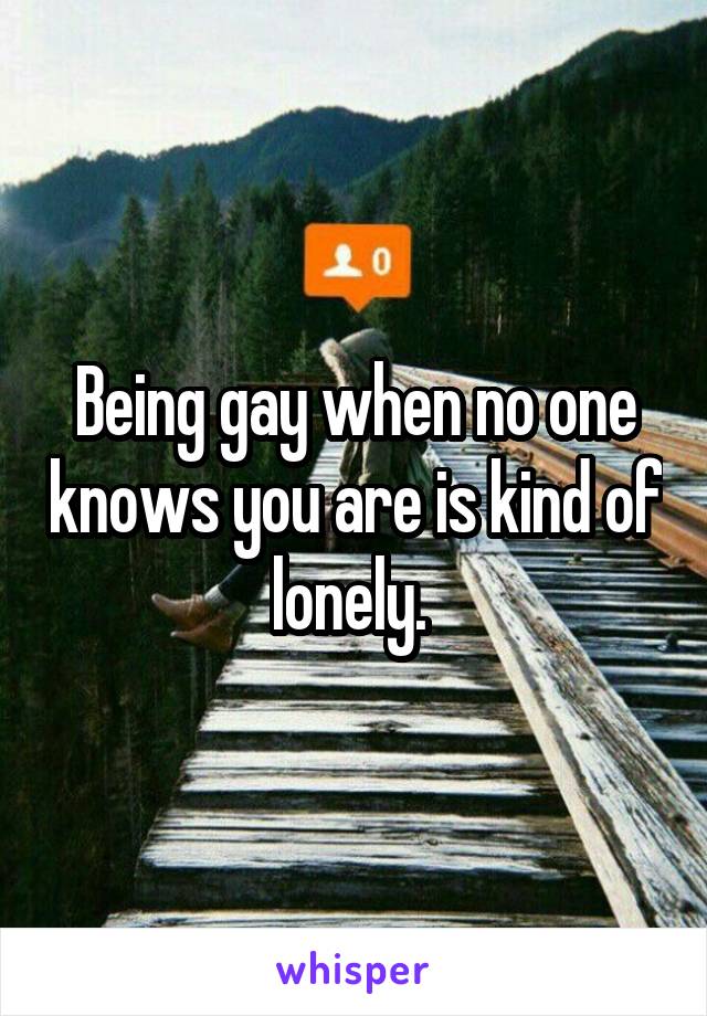 Being gay when no one knows you are is kind of lonely. 