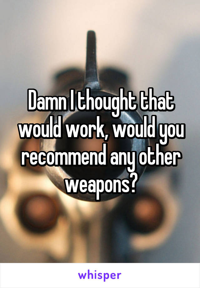 Damn I thought that would work, would you recommend any other weapons?