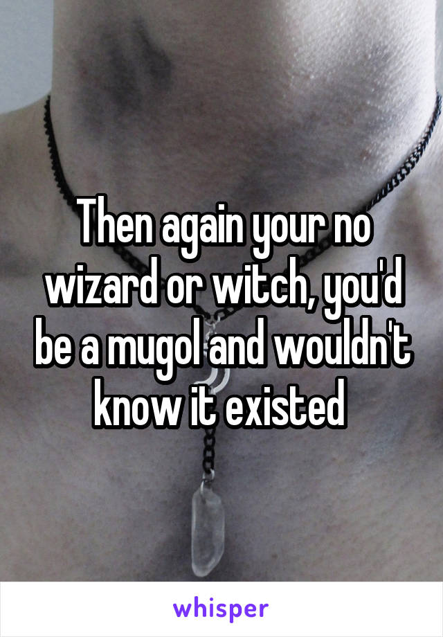 Then again your no wizard or witch, you'd be a mugol and wouldn't know it existed 