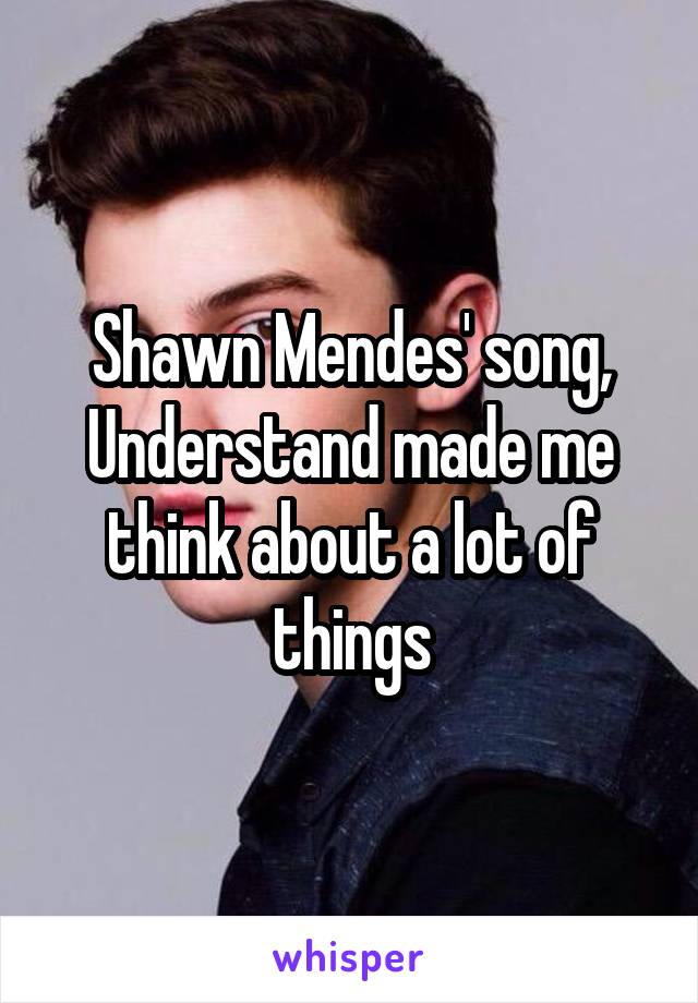 Shawn Mendes' song, Understand made me think about a lot of things