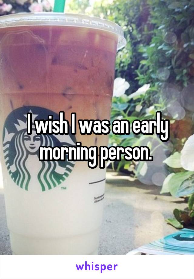 I wish I was an early morning person. 