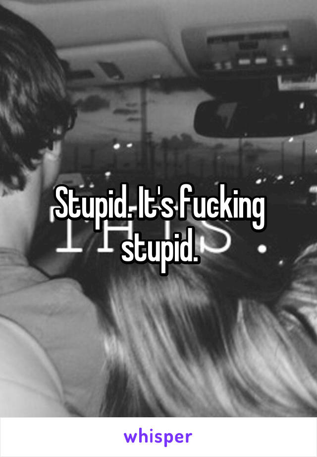 Stupid. It's fucking stupid.