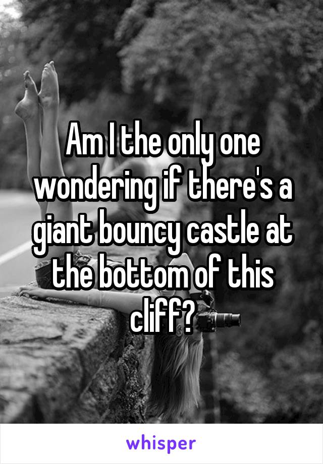 Am I the only one wondering if there's a giant bouncy castle at the bottom of this cliff?