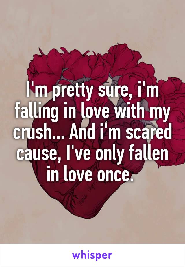 I'm pretty sure, i'm falling in love with my crush... And i'm scared cause, I've only fallen in love once. 