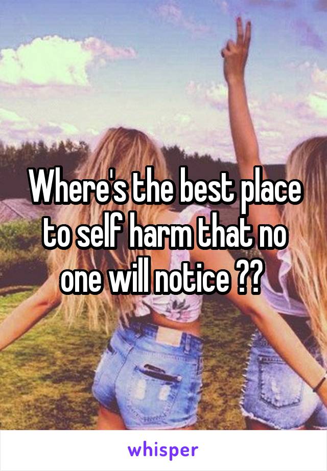 Where's the best place to self harm that no one will notice ?? 