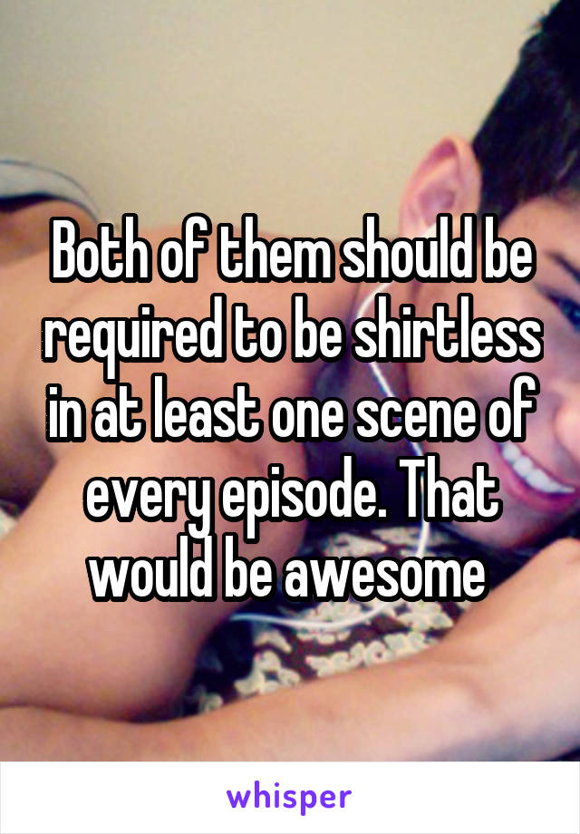 Both of them should be required to be shirtless in at least one scene of every episode. That would be awesome 