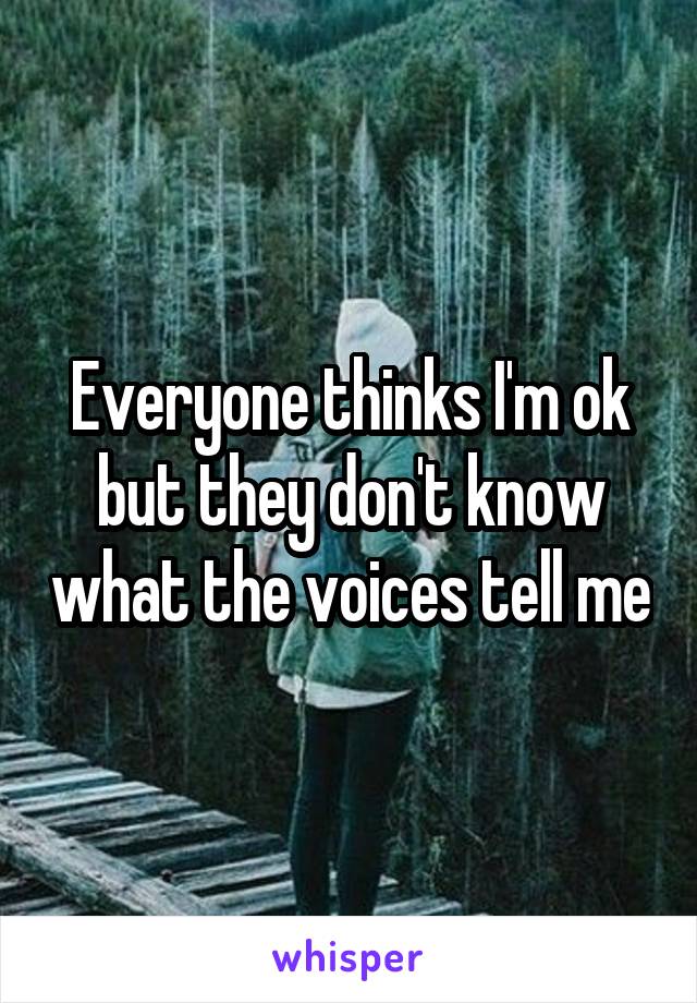 Everyone thinks I'm ok but they don't know what the voices tell me