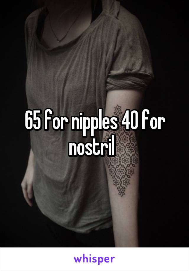 65 for nipples 40 for nostril  