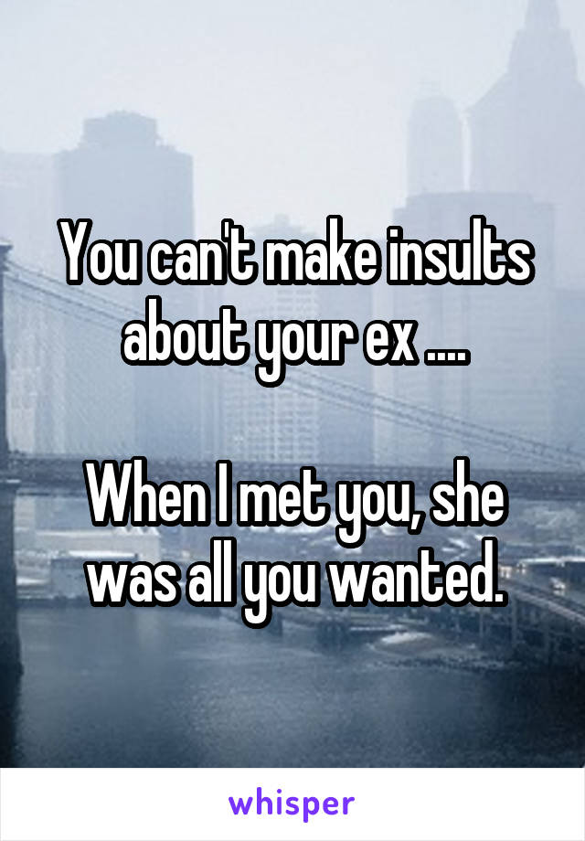 You can't make insults about your ex ....

When I met you, she was all you wanted.