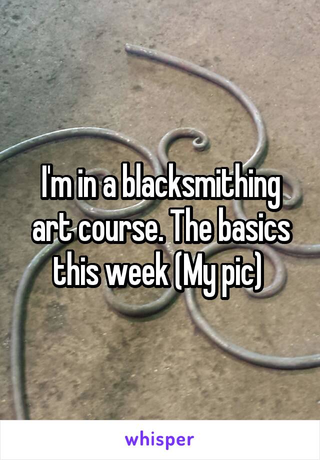 I'm in a blacksmithing art course. The basics this week (My pic) 