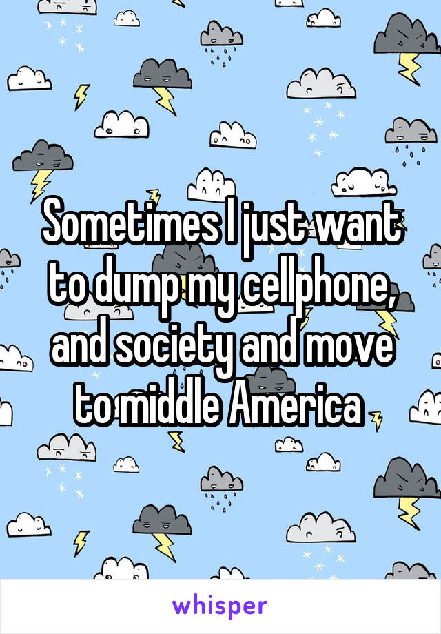 Sometimes I just want to dump my cellphone, and society and move to middle America 