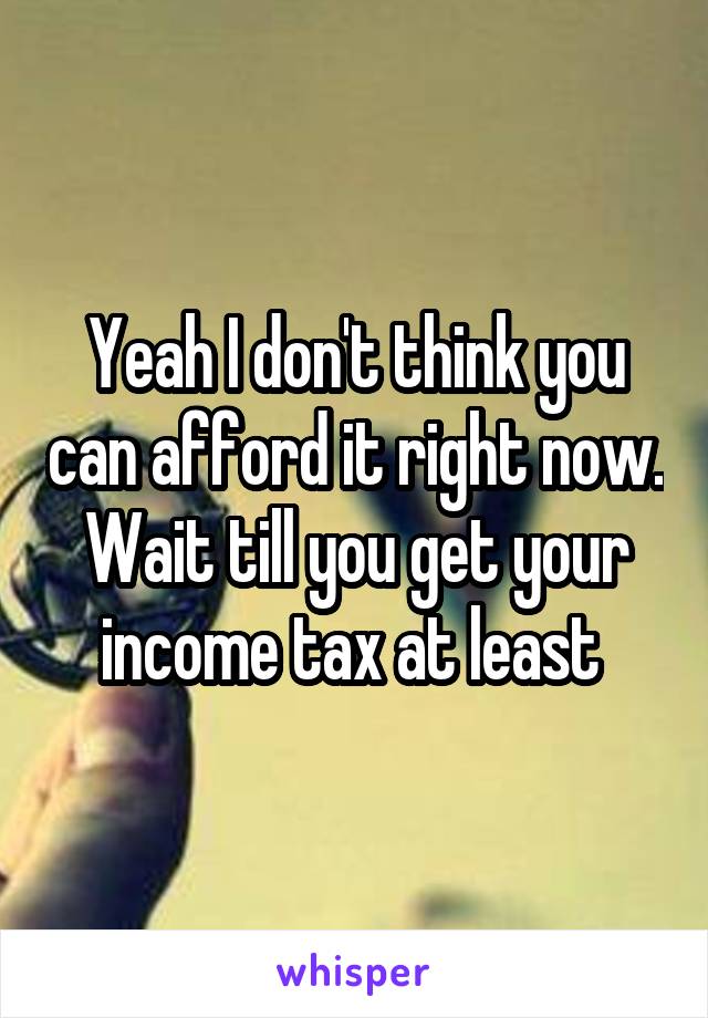 Yeah I don't think you can afford it right now. Wait till you get your income tax at least 