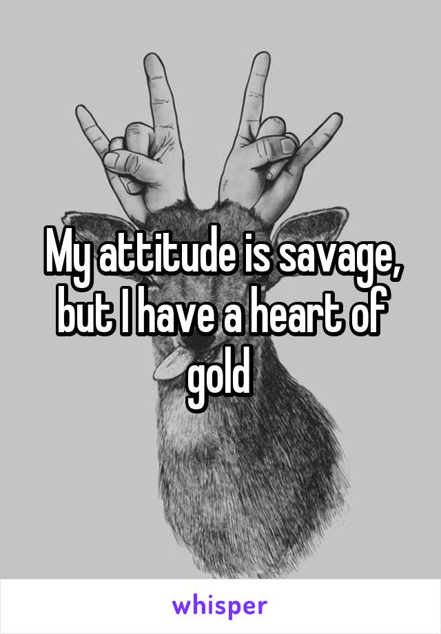 My attitude is savage, but I have a heart of gold 