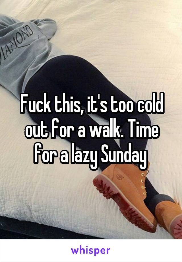 Fuck this, it's too cold out for a walk. Time for a lazy Sunday 