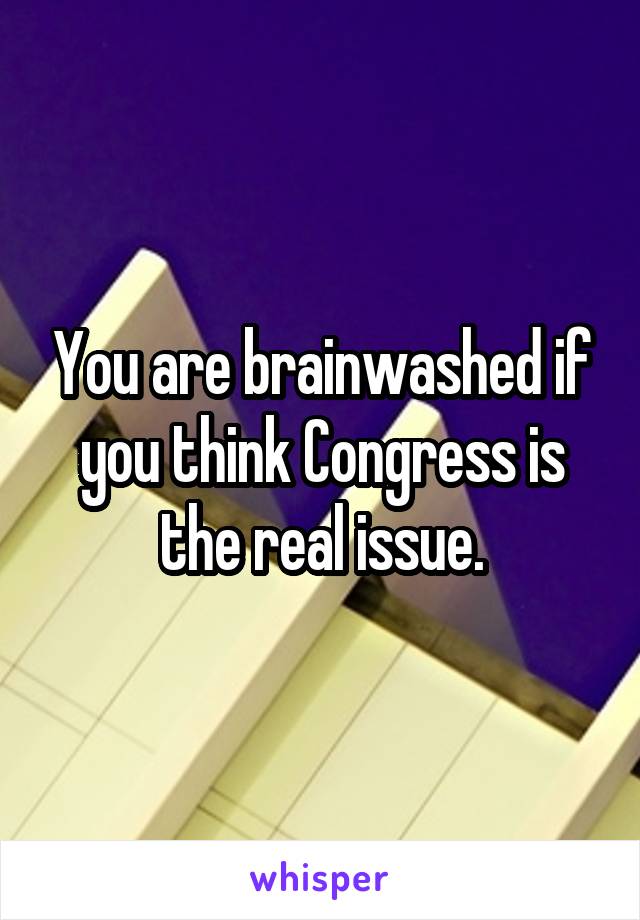 You are brainwashed if you think Congress is the real issue.