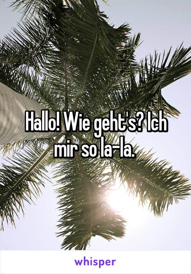 Hallo! Wie geht's? Ich mir so la-la. 