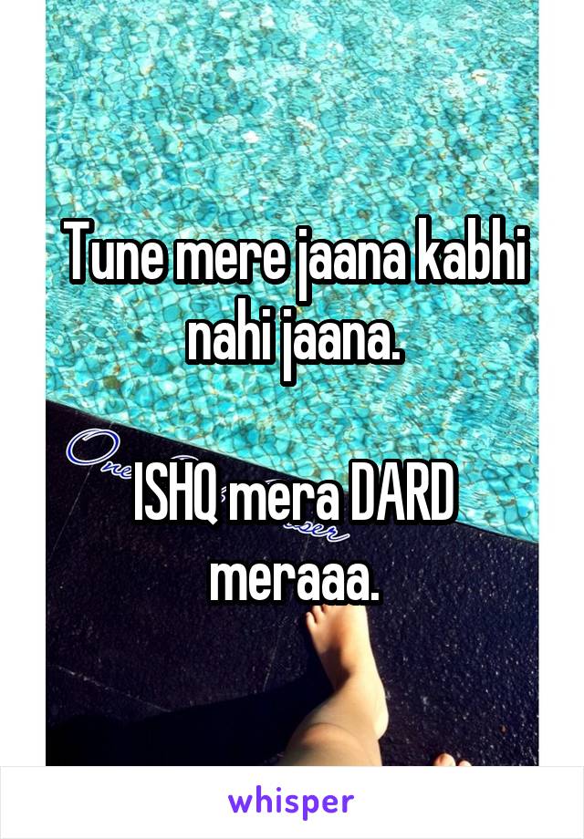 Tune mere jaana kabhi nahi jaana.

ISHQ mera DARD meraaa.