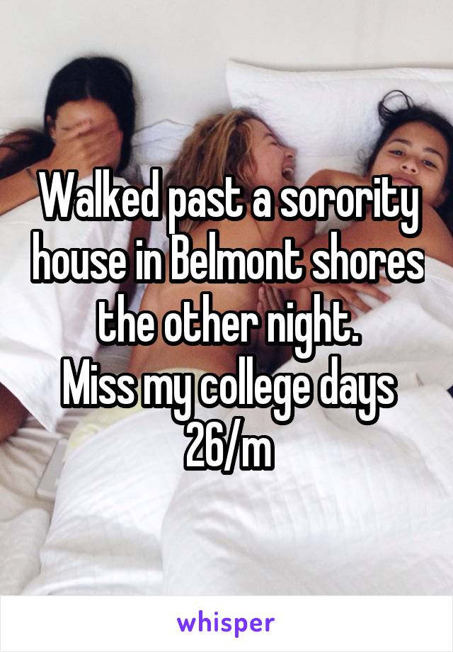 Walked past a sorority house in Belmont shores the other night.
Miss my college days
26/m