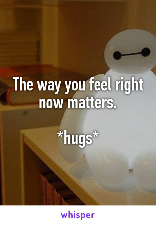 The way you feel right now matters.

*hugs*