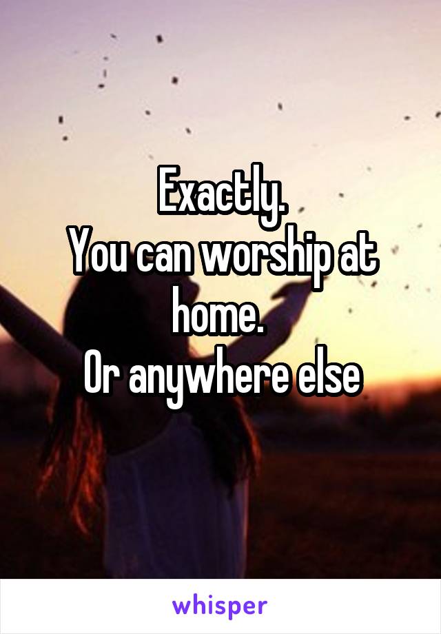 Exactly.
You can worship at home. 
Or anywhere else
