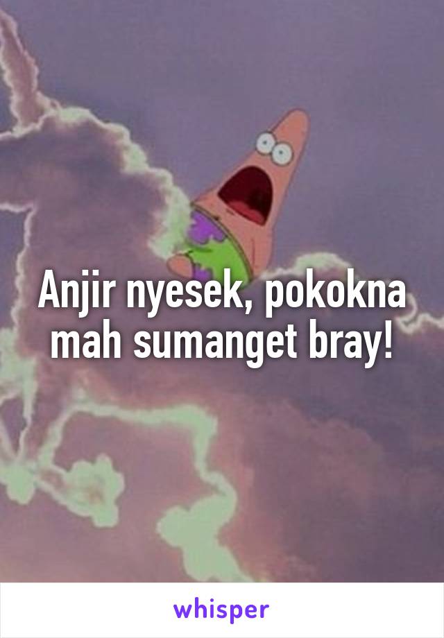 Anjir nyesek, pokokna mah sumanget bray!