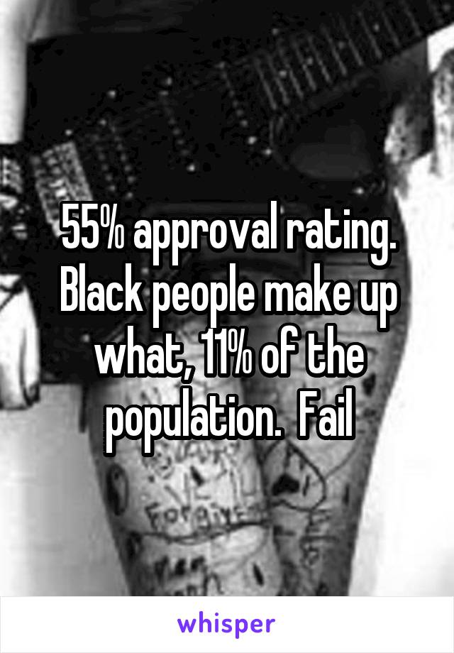 55% approval rating. Black people make up what, 11% of the population.  Fail