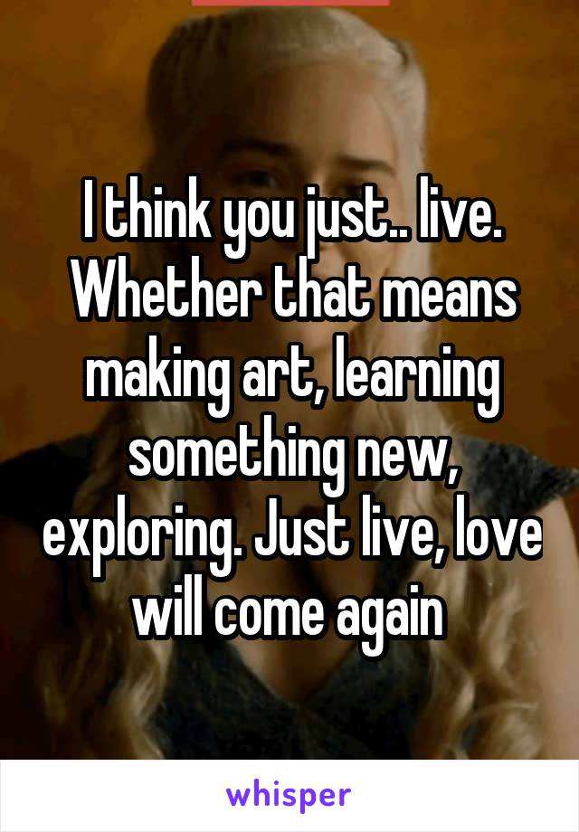 I think you just.. live. Whether that means making art, learning something new, exploring. Just live, love will come again 