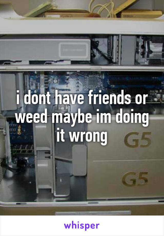 i dont have friends or weed maybe im doing it wrong