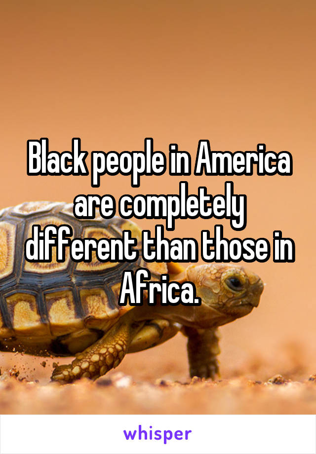 Black people in America are completely different than those in Africa.