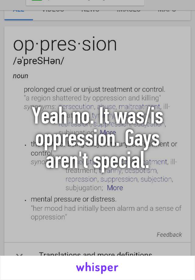 Yeah no. It was/is oppression. Gays aren't special.