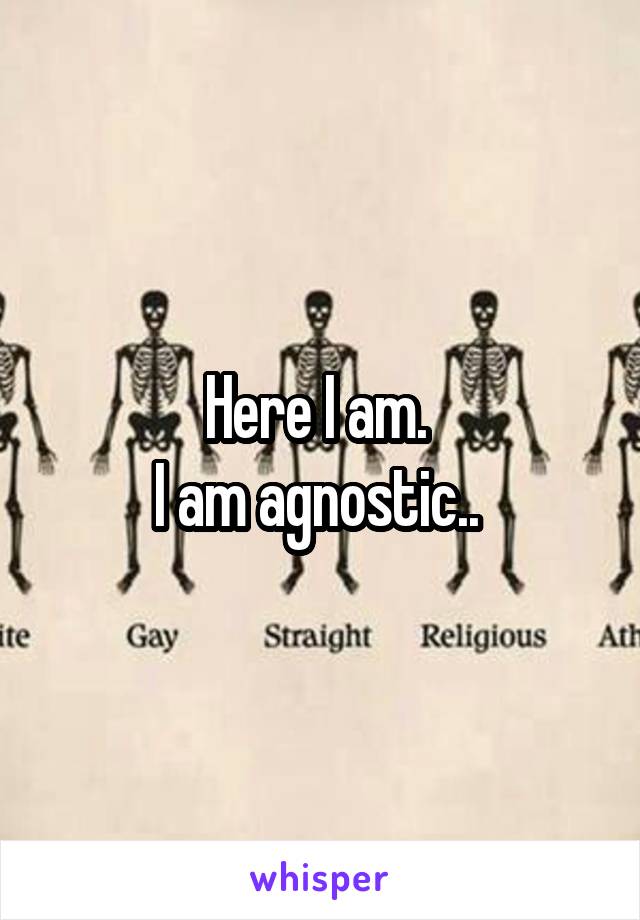 Here I am. 
I am agnostic.. 