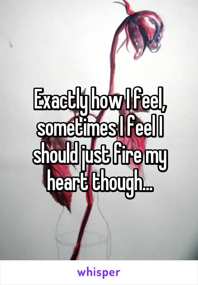 Exactly how I feel, sometimes I feel I should just fire my heart though...