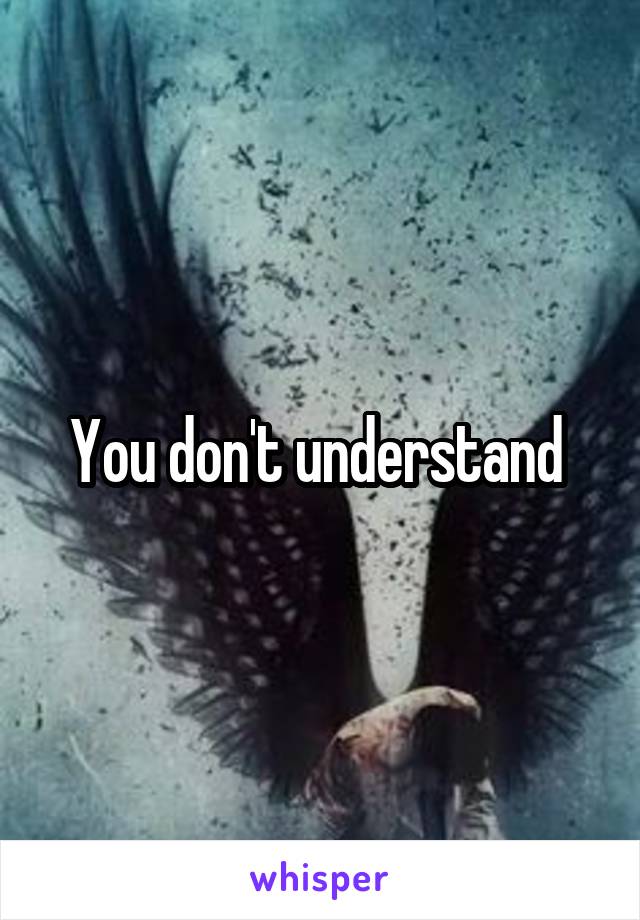 You don't understand 