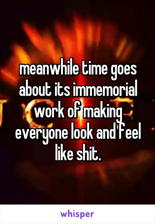meanwhile time goes about its immemorial work of making everyone look and feel like shit.