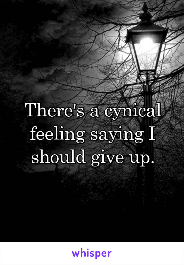 There's a cynical feeling saying I should give up.